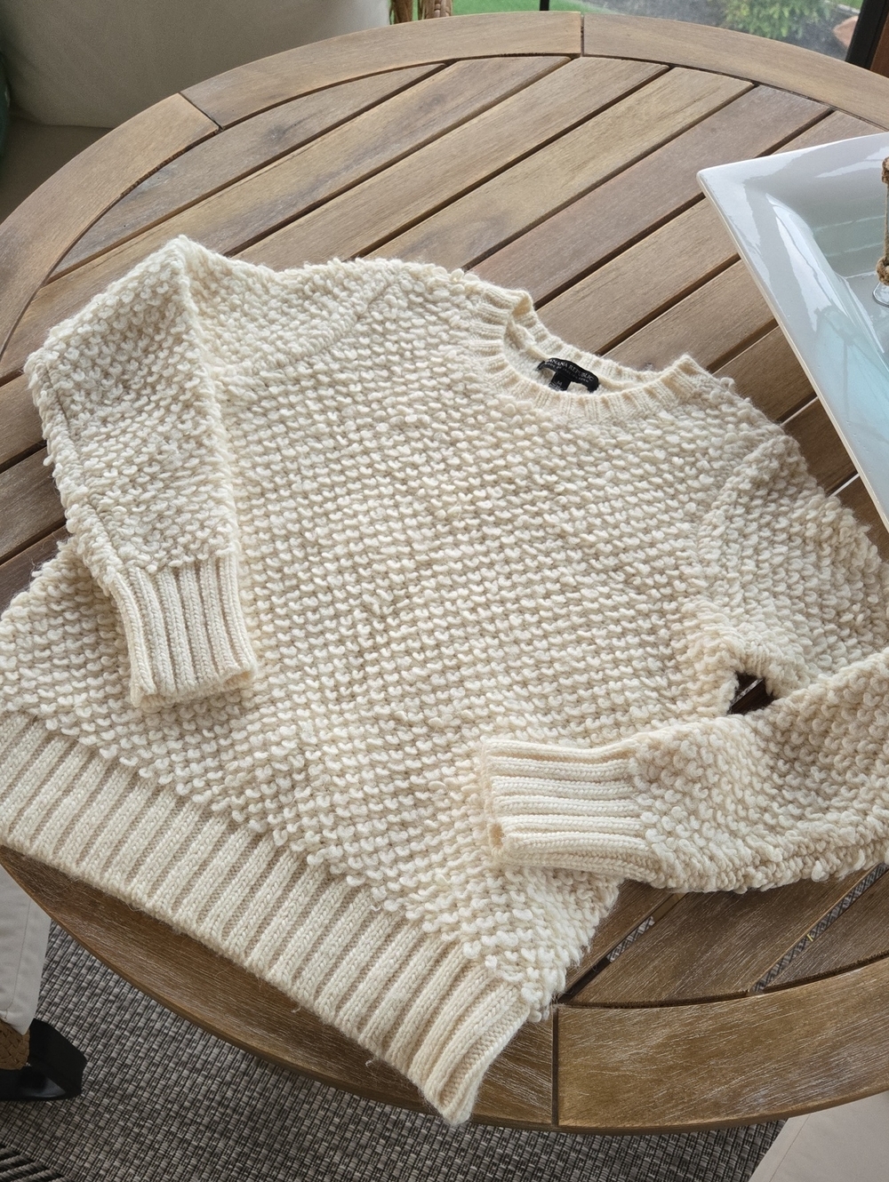 Banana Republic Made of Italian Yarn Wool Alpaca Crewneck Textured Knit Sweater